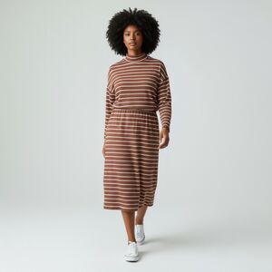 OLD NAVY Long-Sleeve Waist-Defined Rib-Knit Striped Midi Sweater Dress, Size 2X